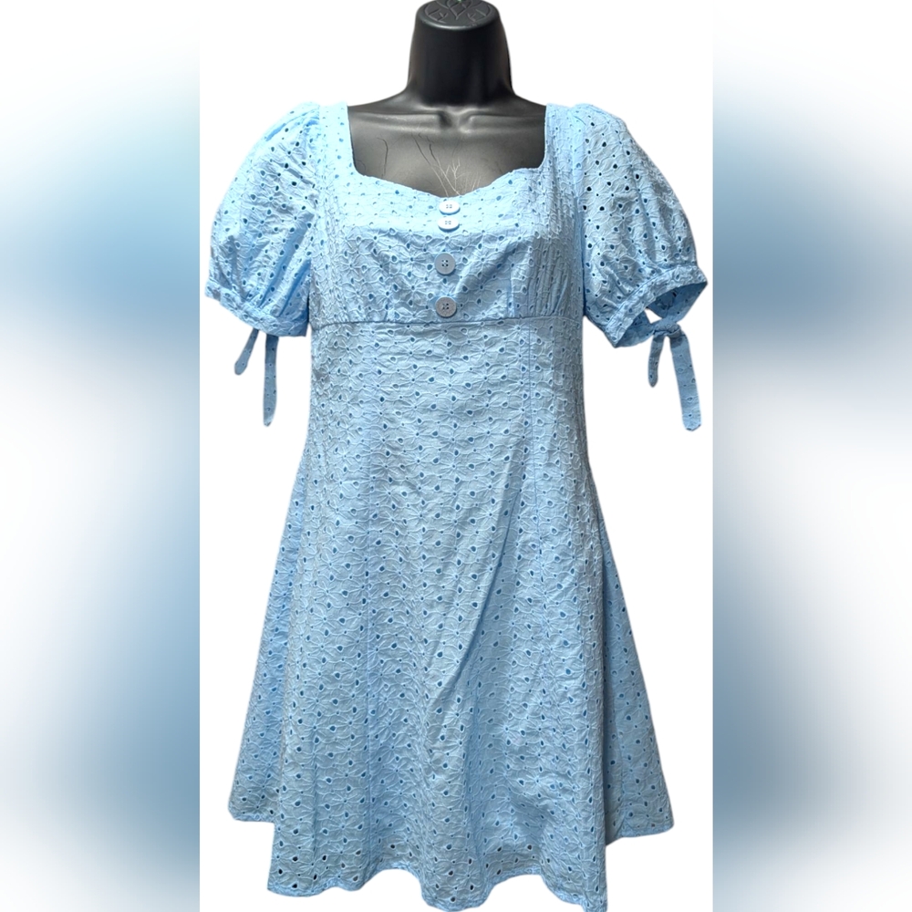A Women's Blue Eyelet Dress
